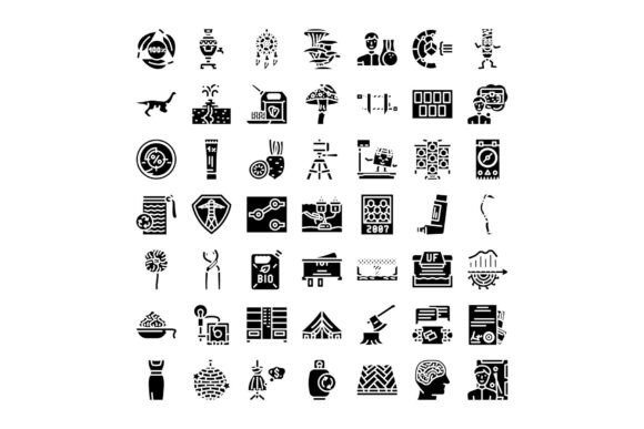 Black and White Icon Set Representing Va: A Minimalist Design Solution for Versatile Visual Communication