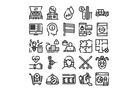 Business and Finance Concept Line Art Icons for Modern Design