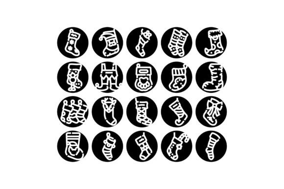 Christmas Stockings Glyph Vector Icon Set: A Practical Choice for Festive Design Elements