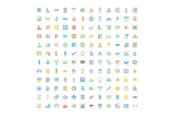 Collection of Diverse Colored Icons for Everyday Design Needs