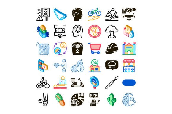 Diverse Business and Lifestyle Flat Line: Modern Icon Design for Versatile Use