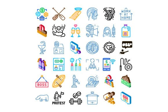Diverse Business Health Sport Nature Icon Set