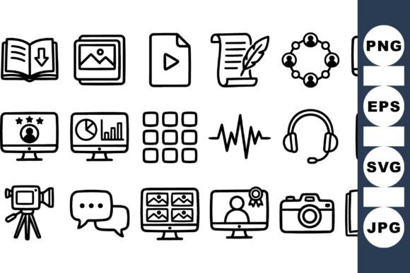 Enhance Your Design Projects with the Hand Drawn Media Icons Set