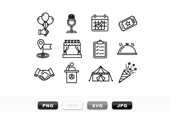 Event Icon Line Art Set: Simplifying Visual Communication for Event Planning and Festivals