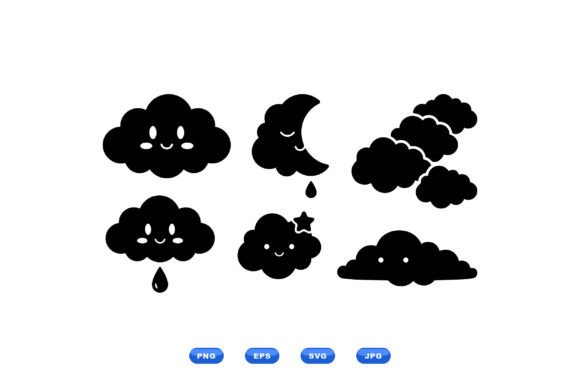 Kawaii Cloud SVG Clipart Pack