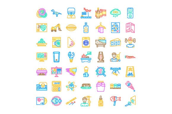 Outline Icons Representing Various Indus: A Visual Toolkit for Modern Design
