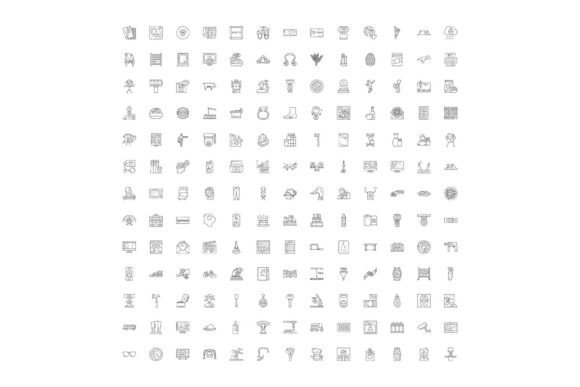 Outline Icons Set Illustrating Various Everyday Elements