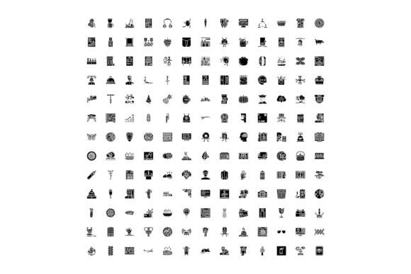 Streamline Your Design Workflow with Various Black Glyph Vector Icons Set Ill